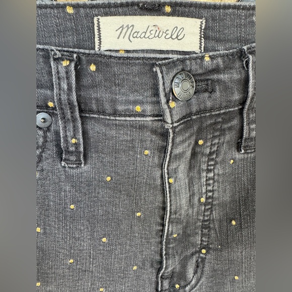 Madewell Jeans 10” High Rise Skinny Jeans Black Gold Metallic Dots Size 27 - Picture 6 of 12